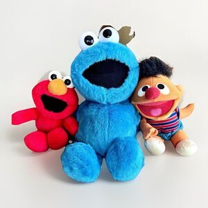 Vintage 90s Tyco Sesame Street Plush Lot Cookie Monster Ernie Elmo Tested